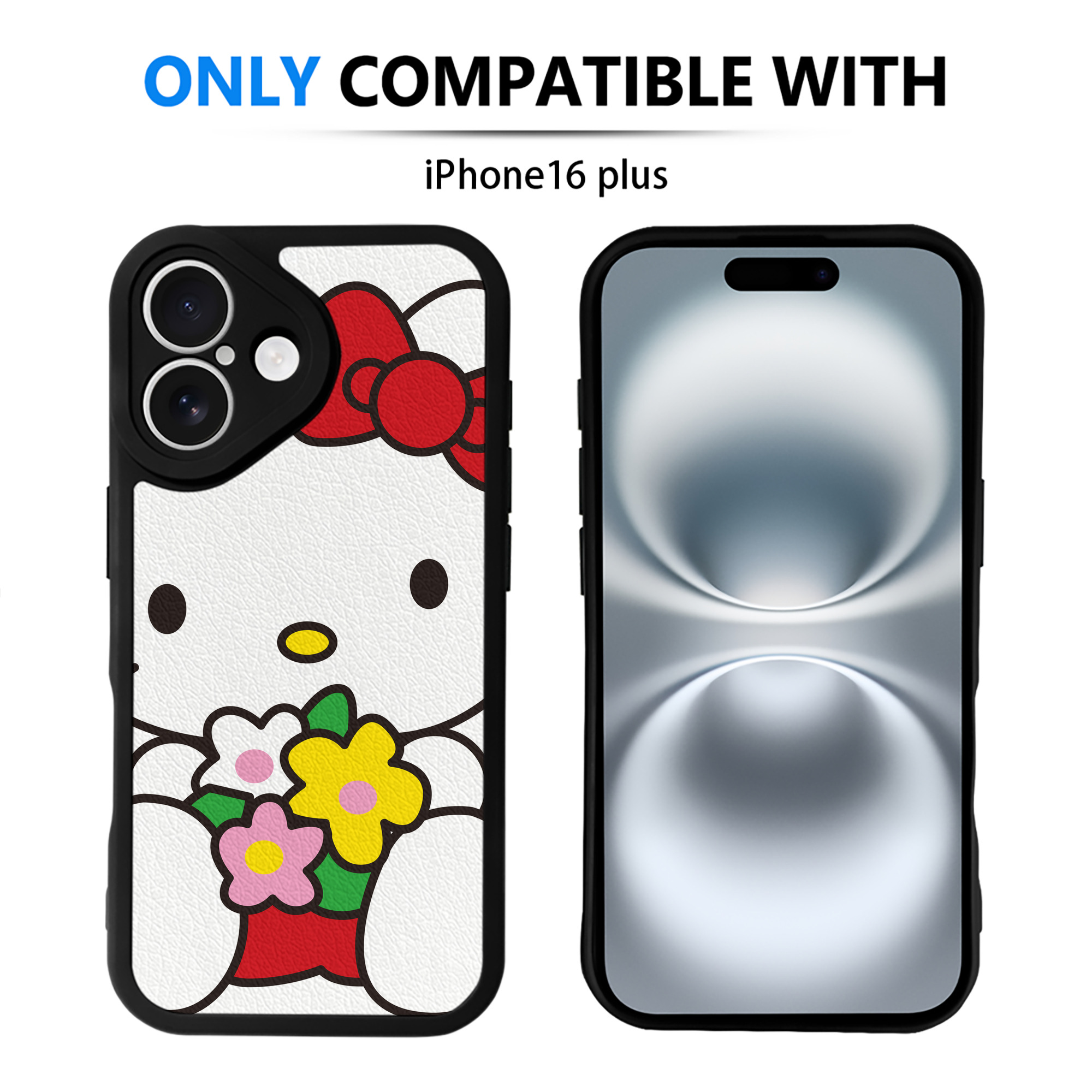 （画像用） Hello Kitty ハローキティ 【iPhone 16シリーズ対応】シリコンスマホケース（レザー調） 材質：シリコン